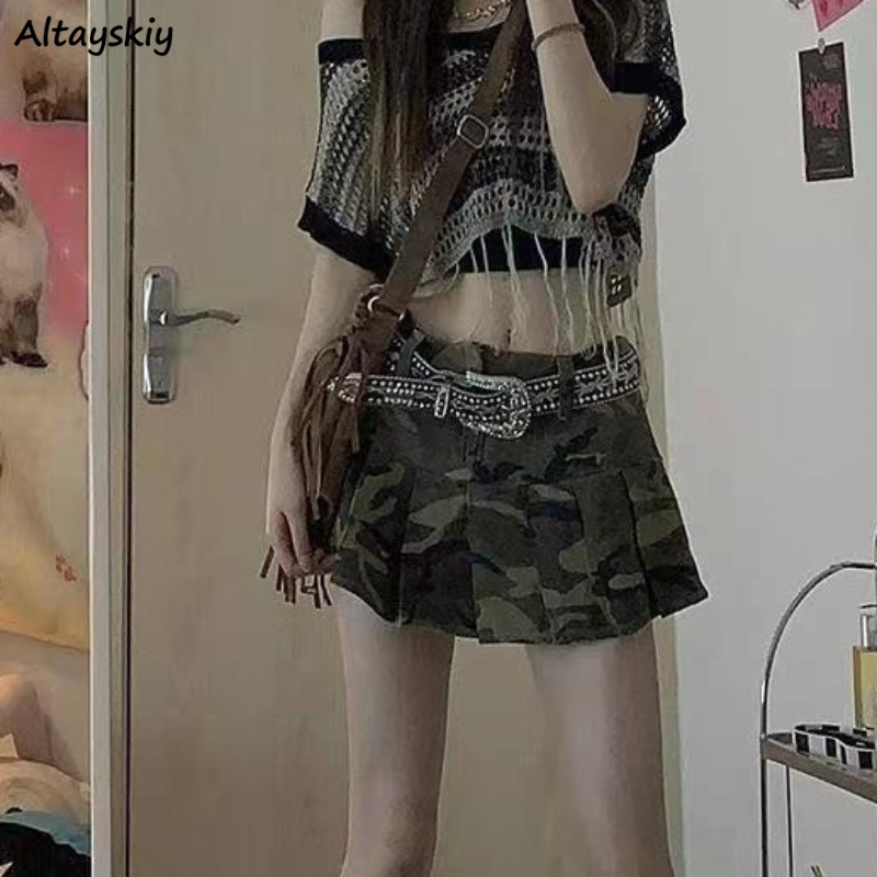 Summer Clothing Young Women - กระโปรงจีบผู้หญิงสไตล์อเมริกันเสื้อผ้าวินเทจฤดูร้อน High Street Fit นักเรียน All-Match