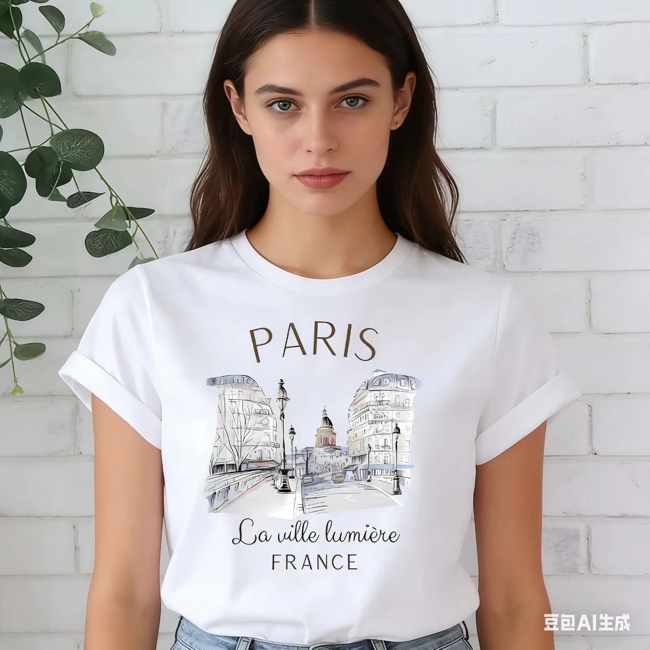 Summer Clothing In Paris - ฝรั่งเศสปารีสสถาปัตยกรรมเมืองพิมพ์ลายสีขาว 90s เสื้อยืดเสื้อผ้าผู้หญิง O-คอแขนสั้นลำลองสาวกราฟิกทีฤดูร้อน