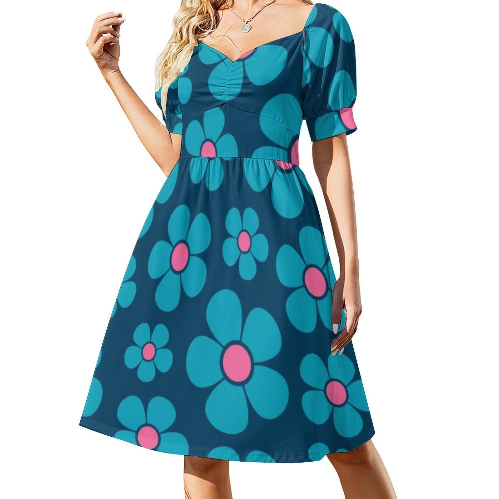 Summer Clothing Patterns - ชุดเดรสสตรีทแวร์ลายดอกไม้สไตล์เรโทรยุค 1960 สำหรับงานปาร์ตี้ ลายพิมพ์ทันสมัย เสื้อผ้าคลับสำหรับผู้หญิง ไลฟ์สไตล์ยุค