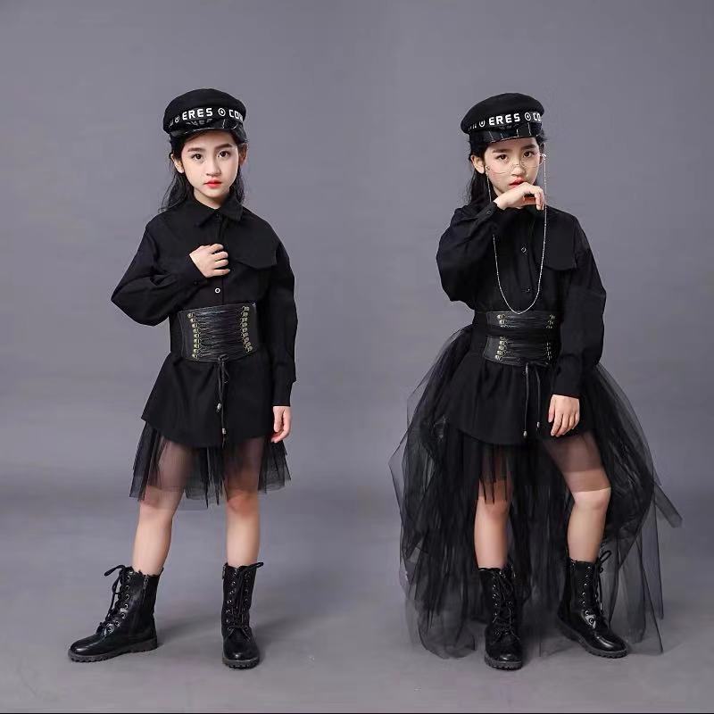 Summer Clothing For Girls - ชุดสูทสีดําสําหรับเด็กผู้หญิงรุ่นการแข่งขันรันเวย์แฟชั่นเสื้อผ้าแคทวอล์ชุด 1 มิถุนายนชุดประสิทธิภาพน้ําฤดูร้อน