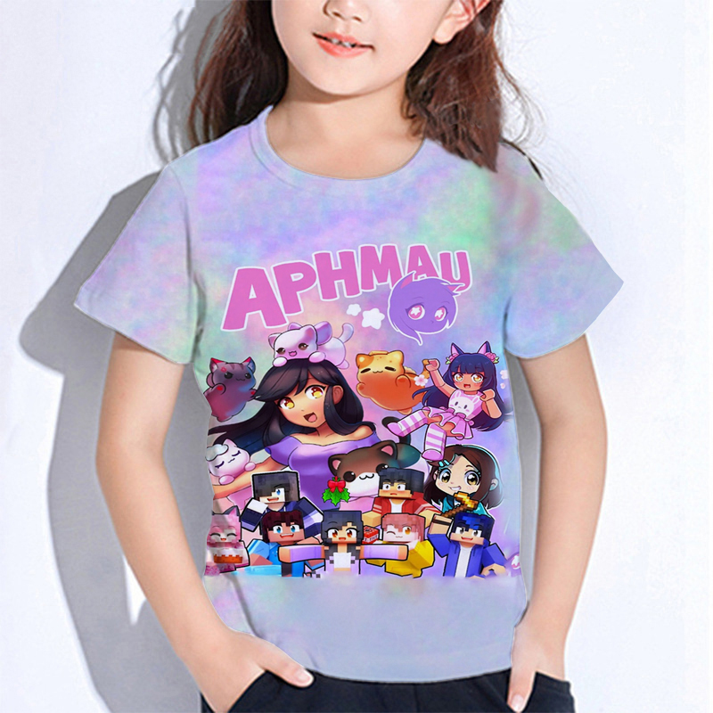 Summer Clothing Newborn - Aphmau meows เสื้อยืดแมวลายการ์ตูนสำหรับเด็ก, เสื้อยืดเสื้อผ้าเด็กเล็กแขนสั้นเด็กหญิงเด็กชายฤดูร้อน
