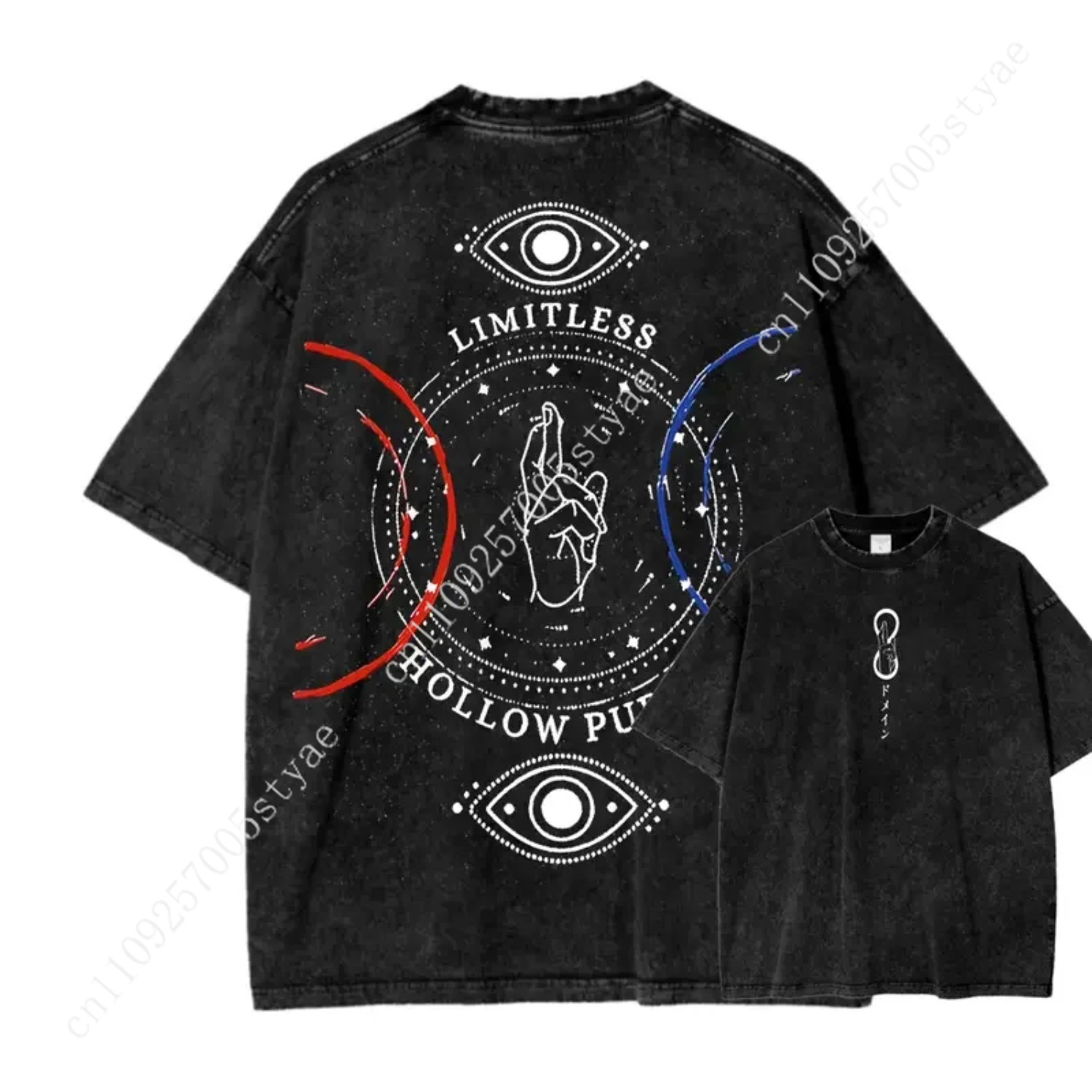Summer Clothing Vintage - เสื้อยืดลายอนิเมะโกโจ ซาโตรุ เสื้อผ้าผู้ชายผู้หญิงสไตล์วินเทจ เสื้อยืดโอเวอร์ไซส์ผ้าฝ้าย เสื้อยืดฮาราจูกุ
