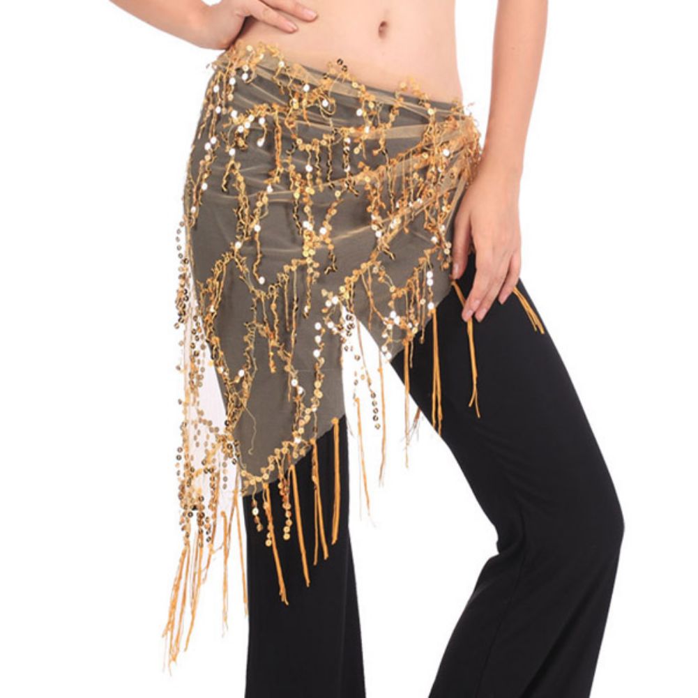 Summer Clothing India - ผู้หญิง Belly Dance Sequined เข็มขัดพู่เอวหญิงเวทีแสดงเสื้อผ้าอินเดียเครื่องแต่งกายเต้นรําประเทศไทย/อินเดีย/อาหรับ Dancer
