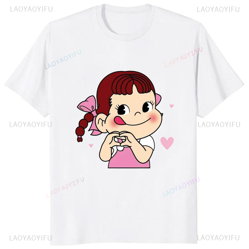 Japanese Summer Clothing Men - เสื้อยืดญี่ปุ่นน่ารักสำหรับเด็กผู้หญิง, เสื้อยืดพิมพ์ลาย Peko-Chan เสื้อยืดผู้หญิงแฟชั่นแบบลำลอง Y2k ฮาราจูกุเสื้อยืดฮิปฮอปฤดูร้อน