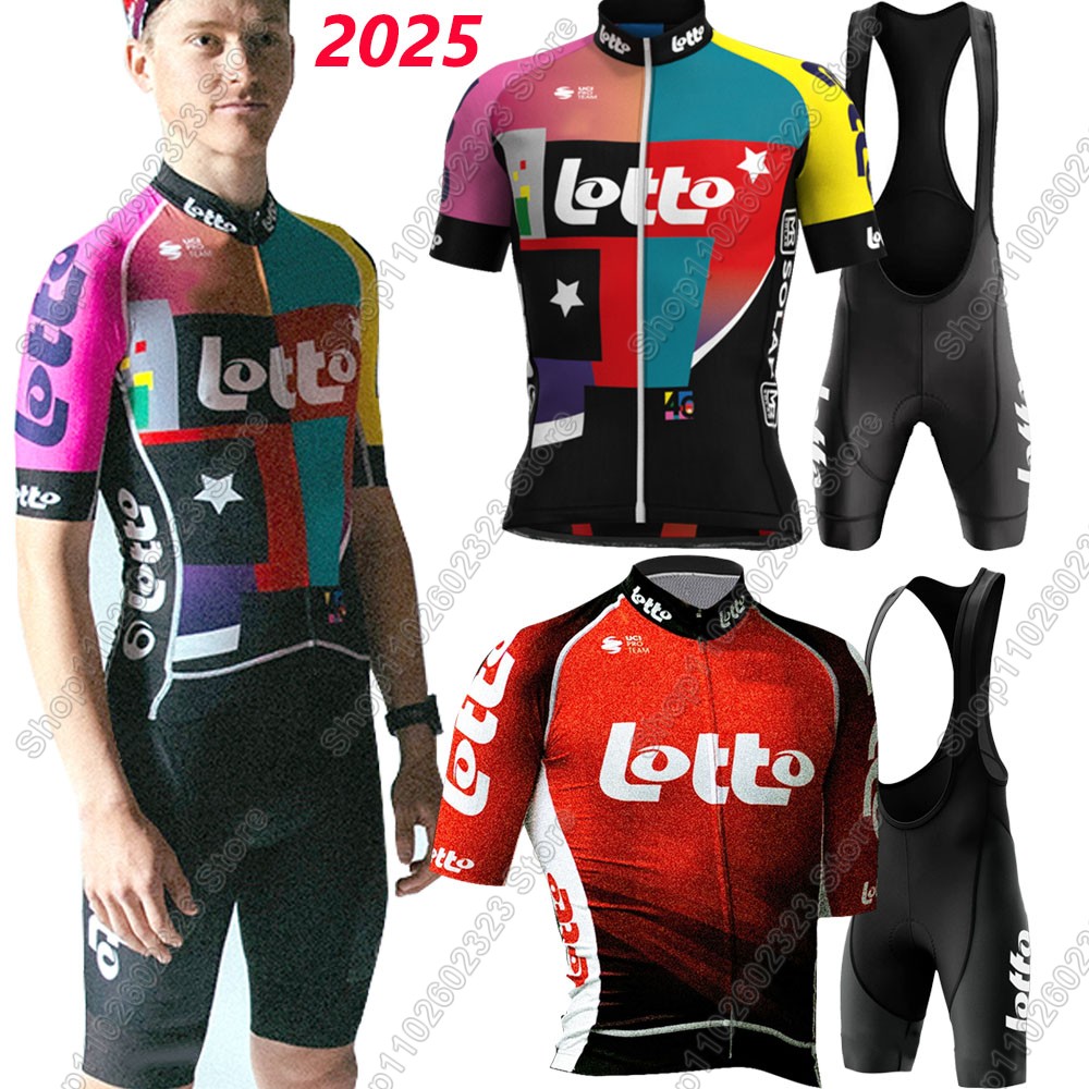 Summer Clothing Sale Men - ทีมล็อตโต้2025ชุดขี่จักรยานJerseyฤดูร้อนเบลเยียมเสื้อผ้าผู้ชายชุดจักรยานเสื้อชุดจักรยานกางเกงขาสั้นMTBชุด