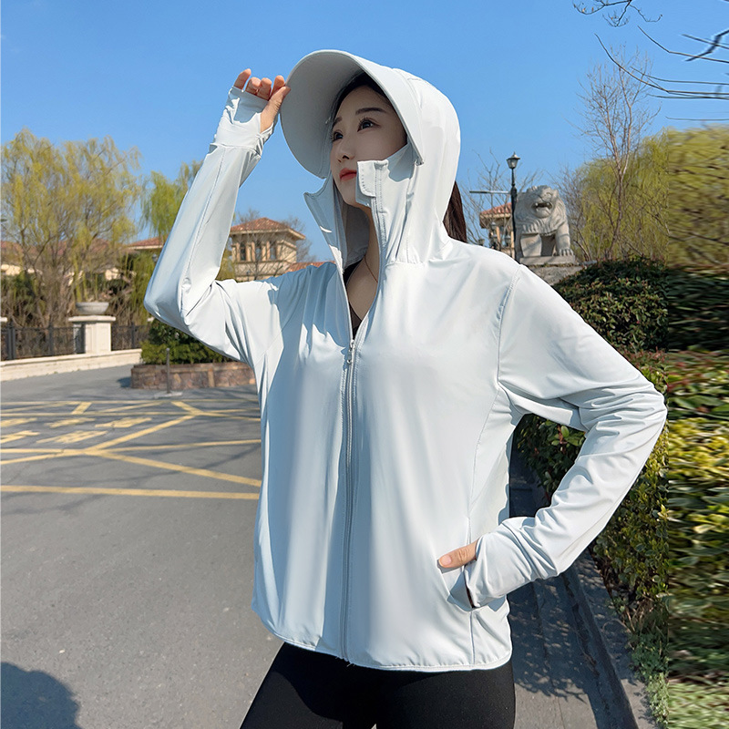 Summer Clothing For Girls - เสื้อแจ็คเก็ตป้องกันแสงแดดแบบมีฮู้ดสำหรับผู้หญิง เสื้อผ้ากันรังสียูวีสำหรับวัยรุ่นในฤดูร้อน เสื้อคลุมกันแดดแบบมีฮู้ดผ้าไหมน้ำแข็งสำหรับผู้ใหญ่ เสื้อคลุมกันแดดสำหรับเด็กโต