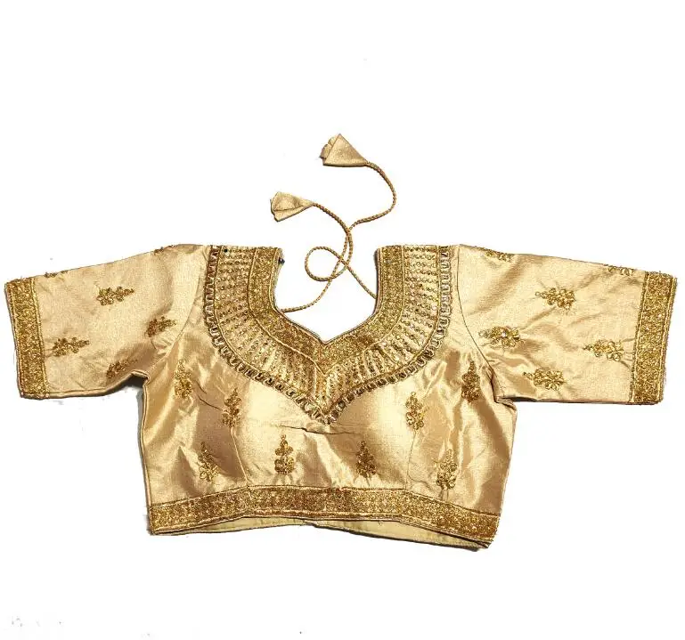 Summer Clothing India - แบบดั้งเดิมอินเดีย Sari Top ผู้หญิงเสื้อฤดูร้อนด้ายสีทองเย็บปักถักร้อยปากีสถานฤดูร้อน Rhinestone