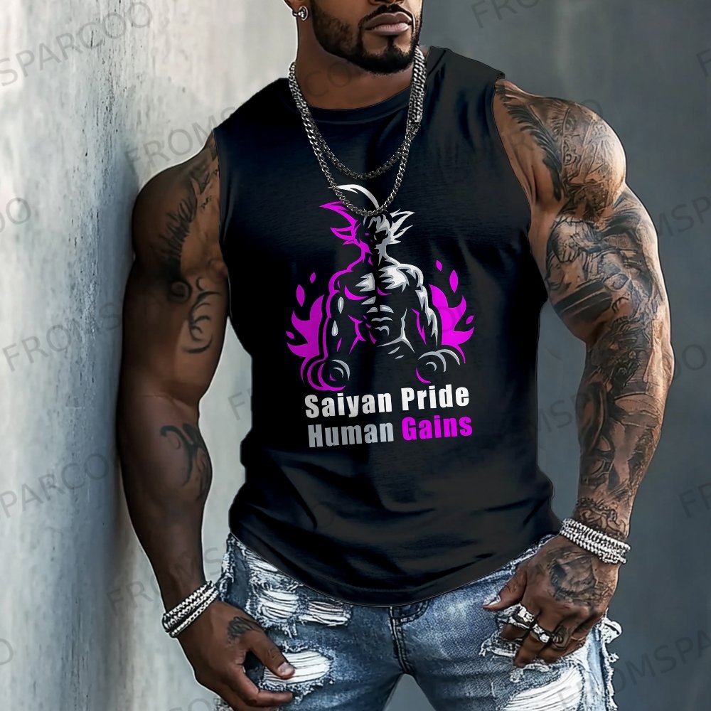 Summer Clothing Men 2025 - เสื้อกล้ามลายการ์ตูนดราก้อนบอล โกคู ผ้าฝ้ายแท้ พิมพ์ลาย ปี 2025