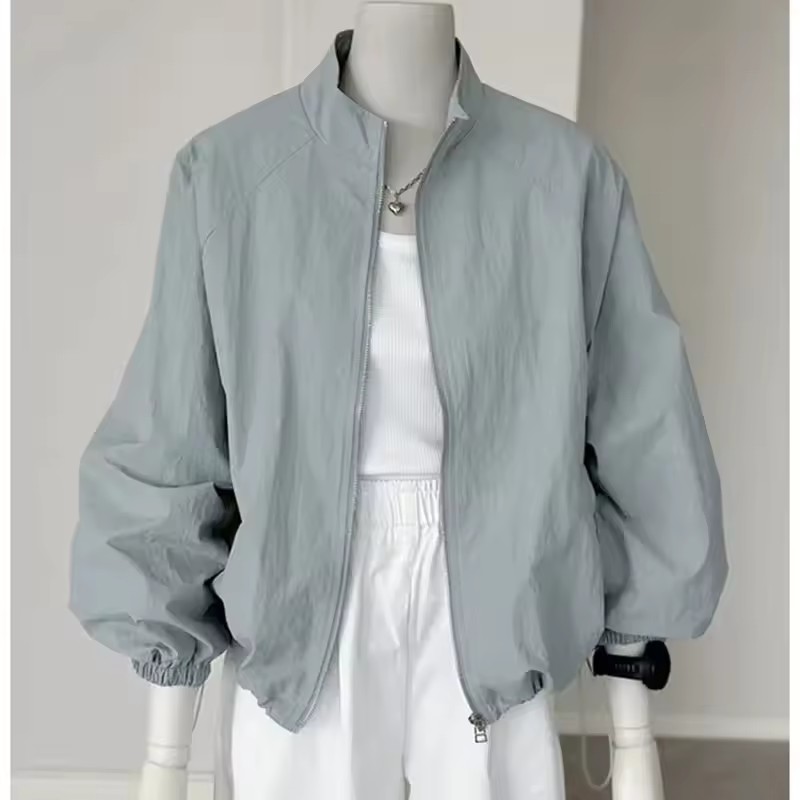 Crew Clothing Summer Jacket - ผู้หญิงเกาหลีแขนยาวครีมกันแดดเสื้อผ้า 2025 ฤดูใบไม้ผลิฤดูร้อนใหม่เสื้อลําลองบางซิป Basic Coat สุภาพสตรี