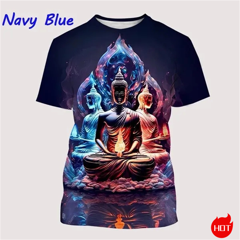 Summer Clothing India - เสื้อยืดพิมพ์ลาย3D สไตล์ฮาราจูกุเสื้อยืดแฟชั่นสำหรับชาวพุทธศากยมุนีพระพุทธเจ้า