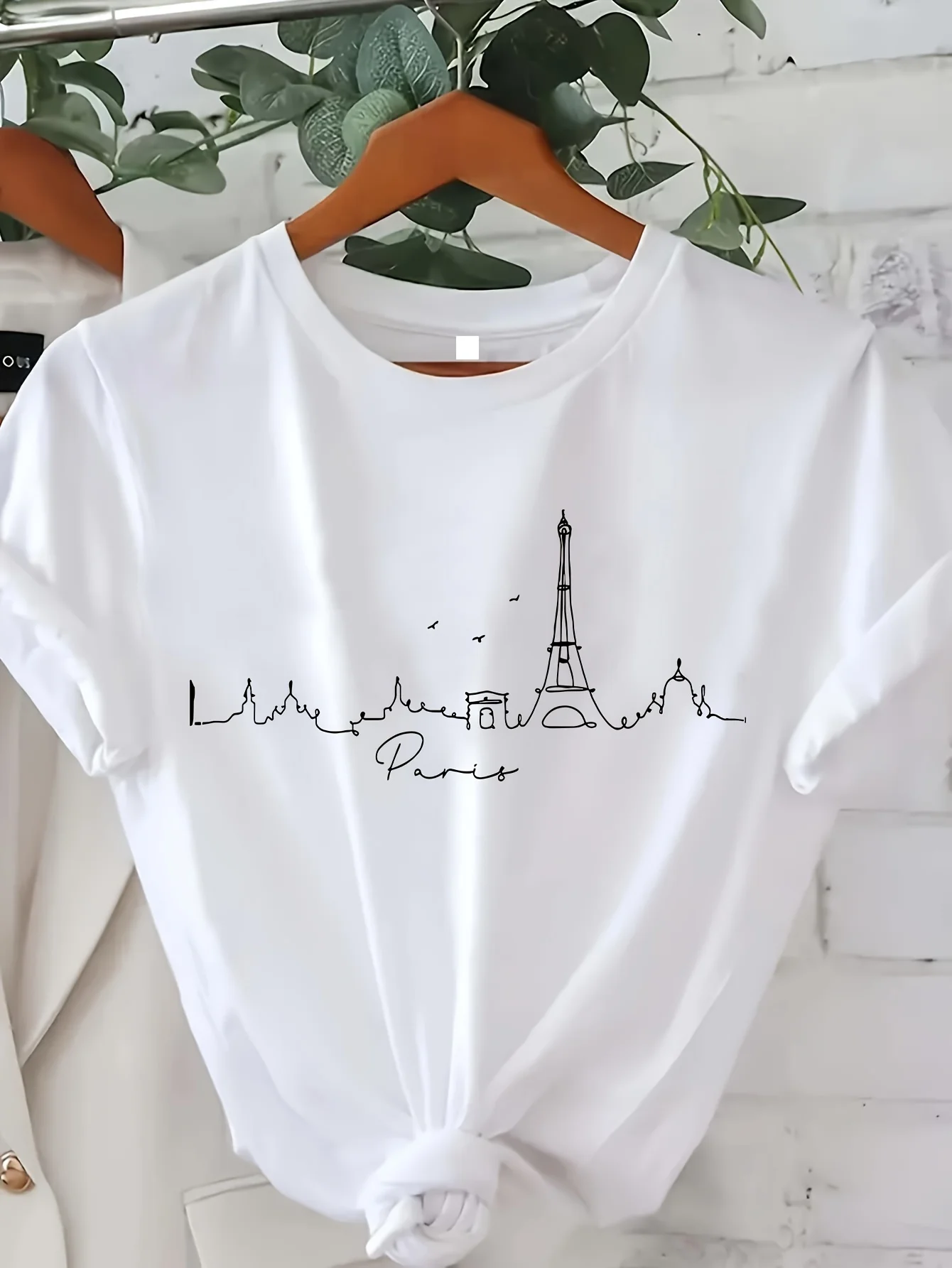 Summer Clothing In Paris - เสื้อยืดพิมพ์ลายปารีสแขนสั้นคอกลมเสื้อลำลองสำหรับฤดูร้อนและฤดูใบไม้ผลิเสื้อผ้าผู้หญิงเสื้อผ้าลำลองหญิงเสื้อยืดกราฟิก