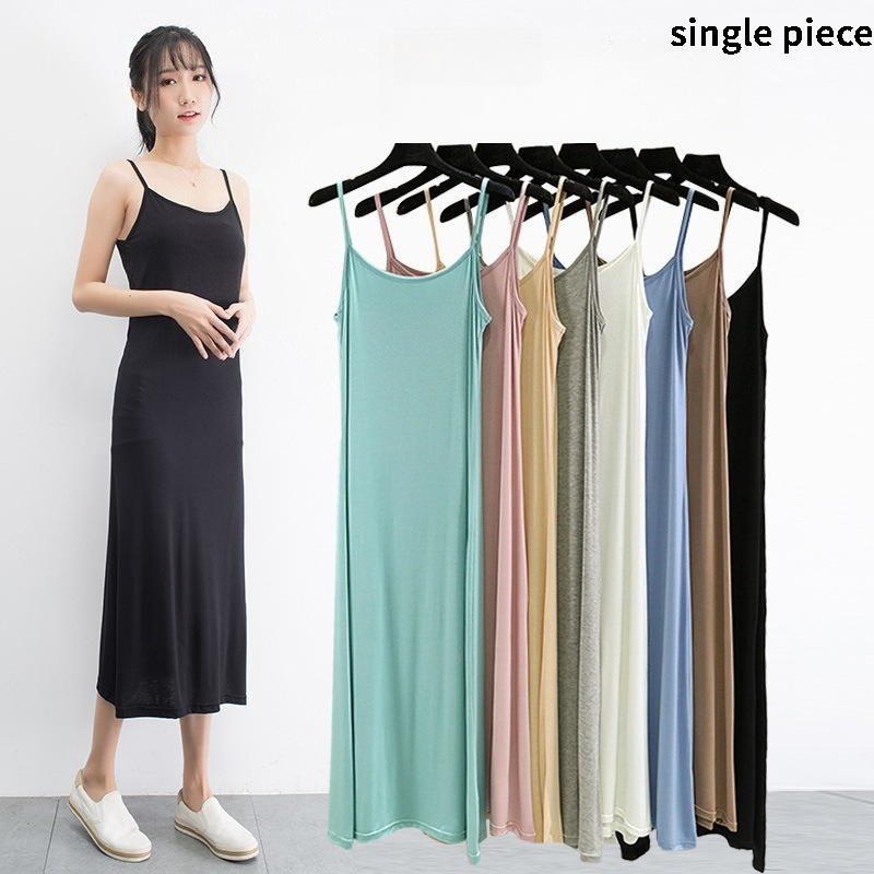 Summer Clothing Sale Women - ชุดเดรสเสื้อกล้ามโมดอลสำหรับผู้หญิง ใส่ในฤดูร้อน ป้องกันการมองทะลุ ผ้าซับในบาง กระโปรงยาวปานกลาง
