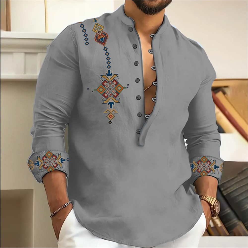 Summer Clothing Men 2025 - 2025 ฤดูร้อนชายเสื้อฮาวายแขนยาวขนาดใหญ่Lapel 3D Retroมุสลิมผู้ชายเสื้อผ้าตามฤดูกาลเสื้อผ้าDisfraz hombre