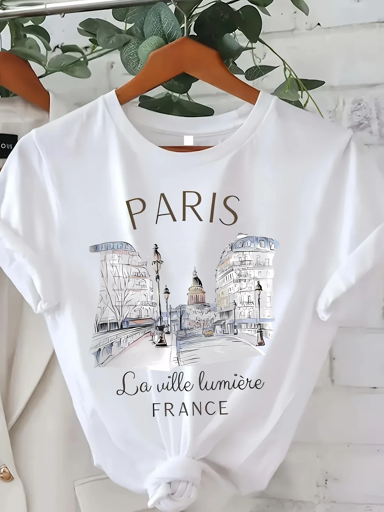 Summer Clothing In Paris - Y2k T เสื้อปารีสผู้หญิงพิมพ์เสื้อยืดสาวแขนสั้นลูกเรือคอเสื้อลําลองสําหรับฤดูร้อนฤดูใบไม้ผลิเสื้อผ้าสตรี