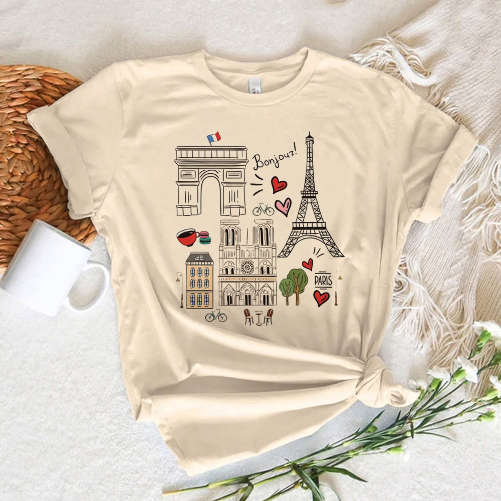 Summer Clothing In Paris - เสื้อยืดผู้หญิงลายพิมพ์ปารีส เสื้อยืดผู้หญิงลายการ์ตูนญี่ปุ่น เสื้อยืดลายกราฟิกการ์ตูนสำหรับสาวๆ เสื้อผ้าผู้หญิงแขนสั้นลำลองสำหรับฤดูร้อน