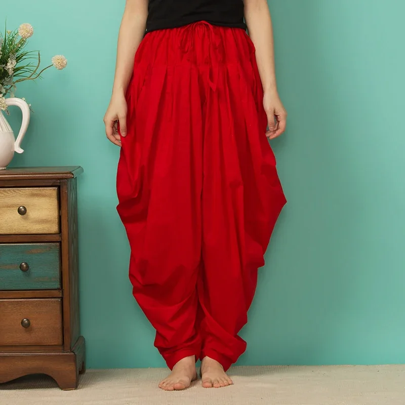 Summer Clothing India - กางเกงปัญจาบอินเดียกางเกง Shalwar อินเดียกางเกงฤดูใบไม้ผลิและฤดูร้อนผ้าฝ้ายหลากสีกางเกงหัวไชเท้าจีบ Salwar