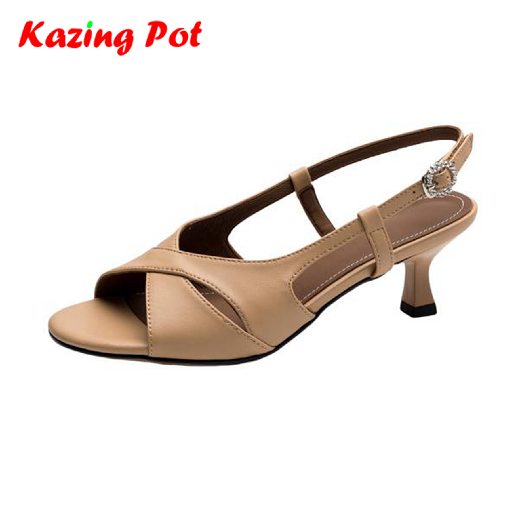 Summer Clothing Wear - รองเท้าส้นเตี้ยหนังแกะแบบเปิดนิ้วเท้า Krazing Pot Basic Clothing รุ่นคลาสสิก