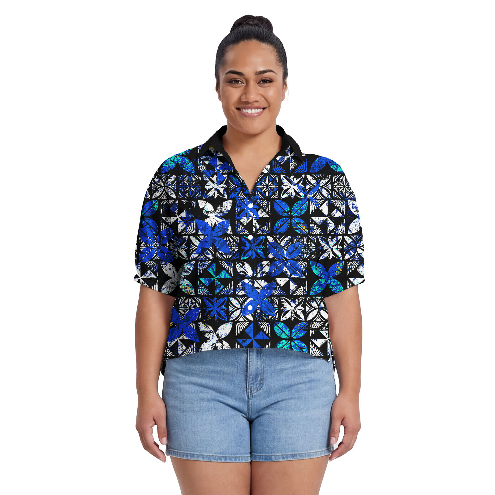 Summer Clothing Wear - เสื้อเชิ้ตผู้หญิงดีไซน์หรูหราทันสมัย สไตล์ซามัว ระบายอากาศได้ดี ลายดอกไม้โพลีนีเซียน เสื้อชีฟอง อลโลฮ่า