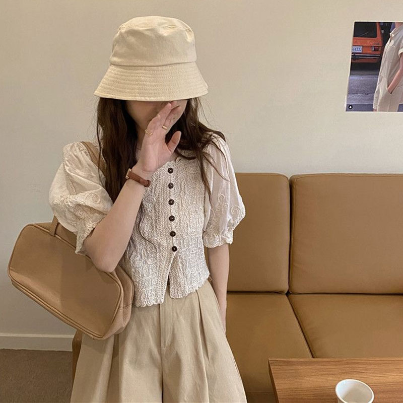 สไตล์ฝรั่งเศสลูกไม้สแควร์คอเสื - Summer Clothing In French บทวิจารณ์และราคา
