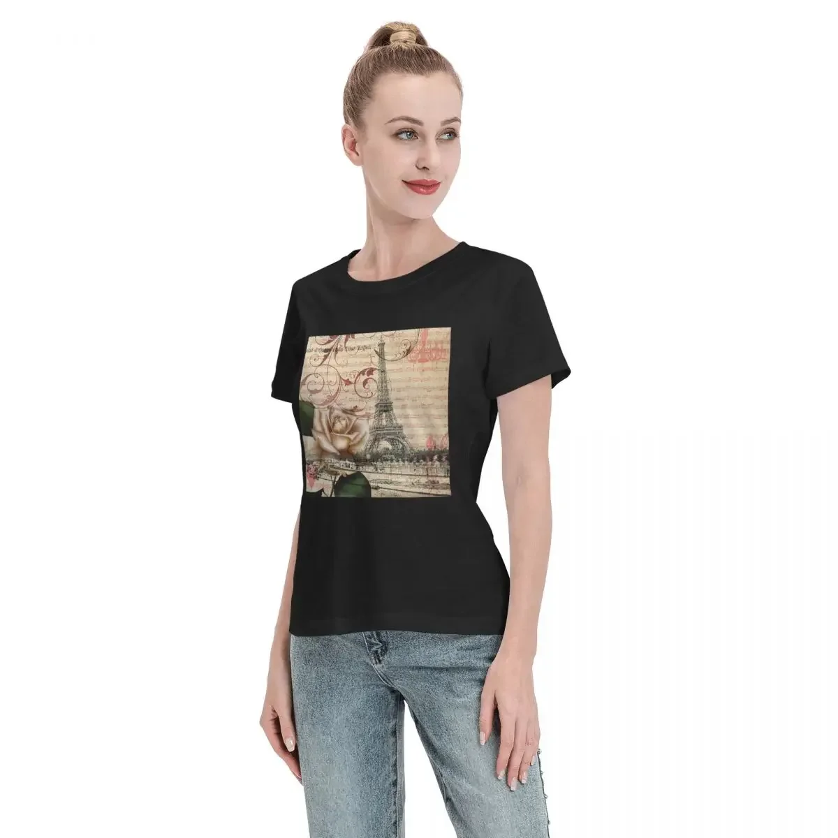 เสื้อยืดผู้หญิงลายดอกกุหลาบขาว - Summer Clothing In Paris บทวิจารณ์และราคา