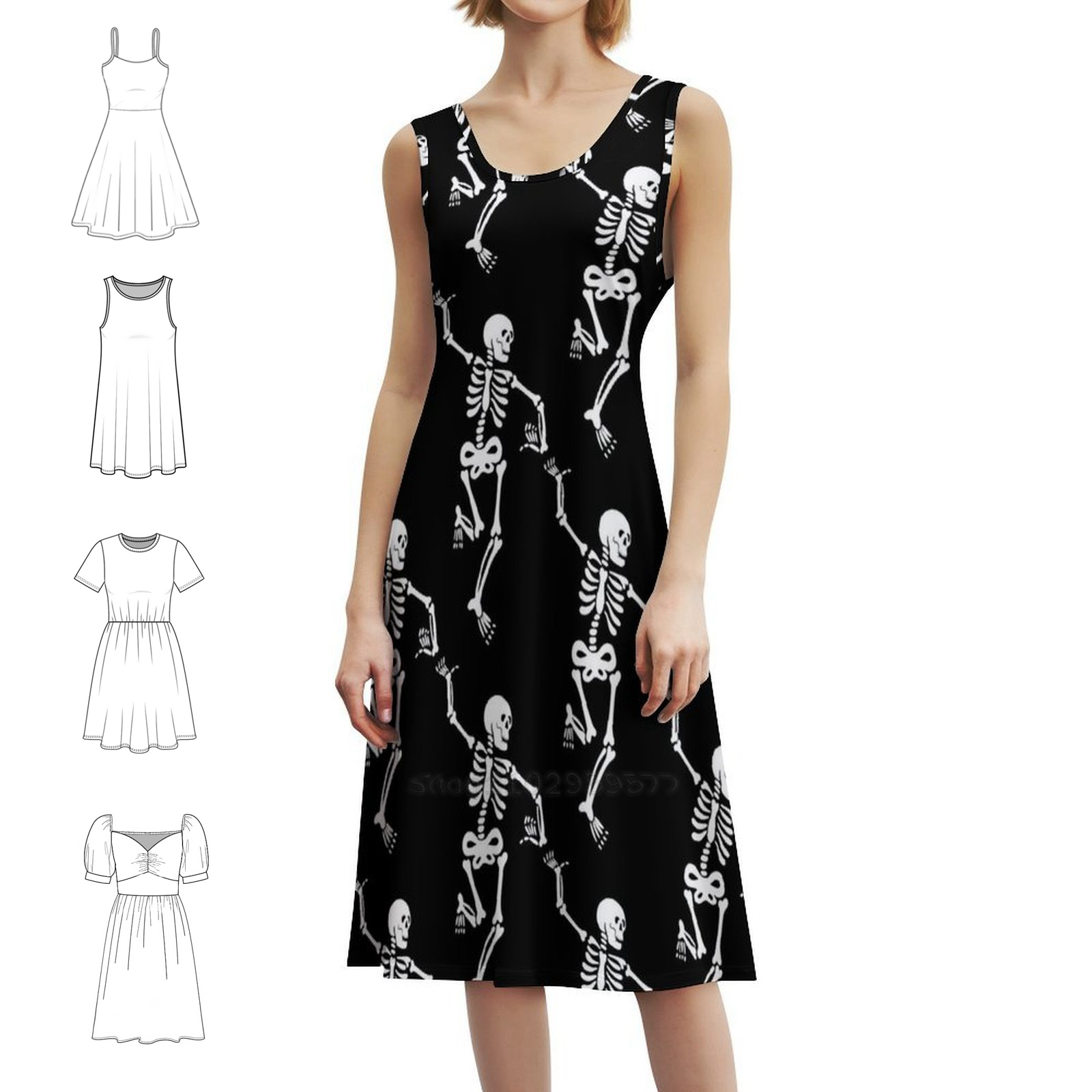 ลายโครงกระดูกเต้นรำวันฮาโลวีนบ - Summer Clothing Patterns บทวิจารณ์และราคา