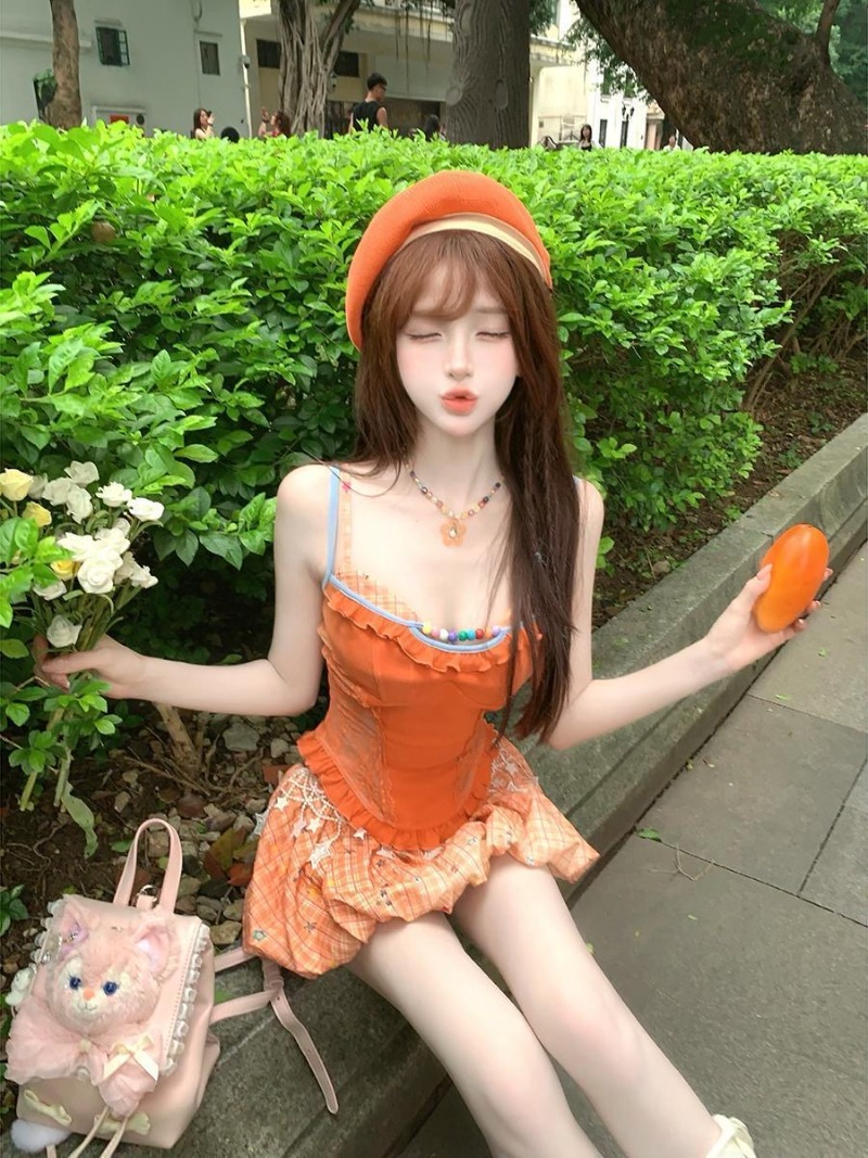 ฤดูร้อนใหม่สีส้มโดปามีนสาวหวาน - Summer Clothing For Girls บทวิจารณ์และราคา