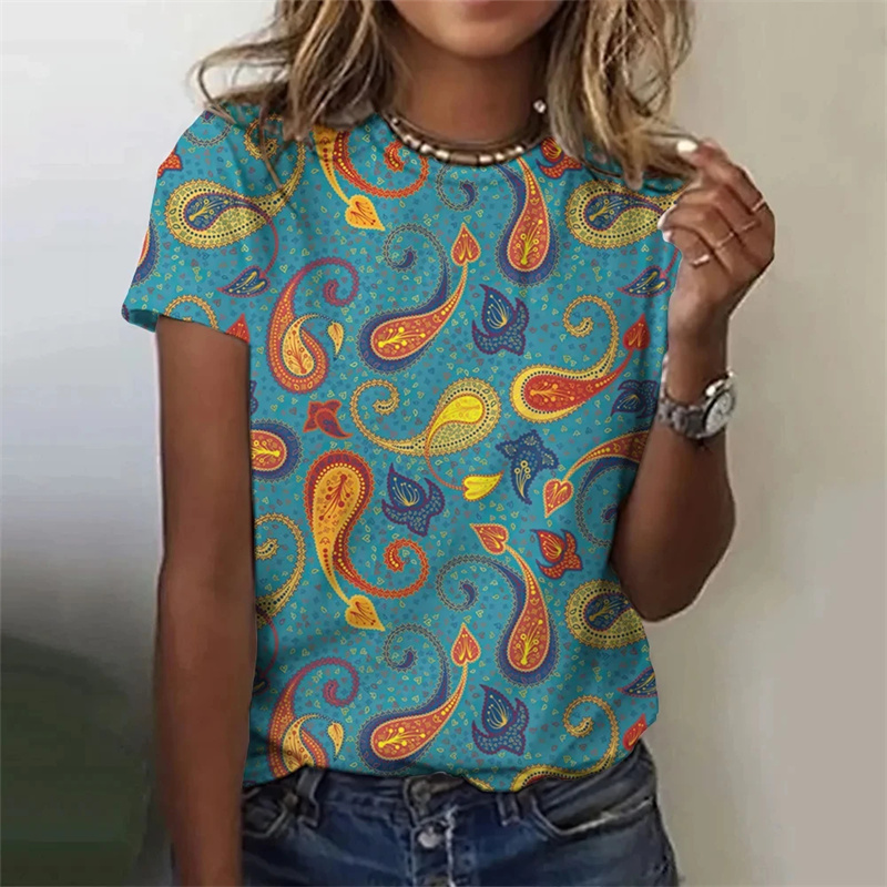 เสื้อยืดพิมพ์ลาย Paisley สำหรั - Summer Clothing India บทวิจารณ์และราคา