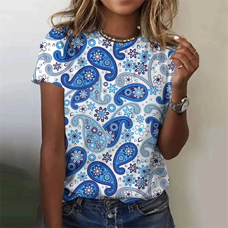 เสื้อยืดพิมพ์ลาย Paisley สำหรั - Summer Clothing India บทวิจารณ์และราคา