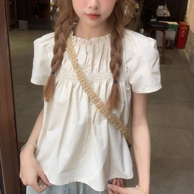 Shirring เสื้อสีทึบเสื้อผ้าหญิ - Summer Clothing In French บทวิจารณ์และราคา