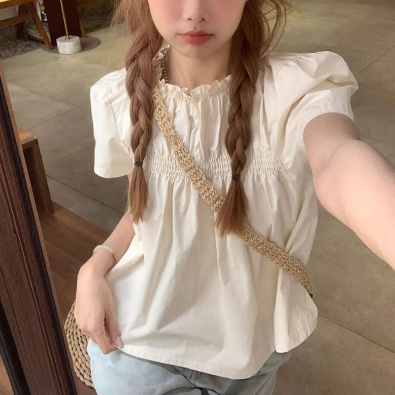 Shirring เสื้อสีทึบเสื้อผ้าหญิ - Summer Clothing In French บทวิจารณ์และราคา