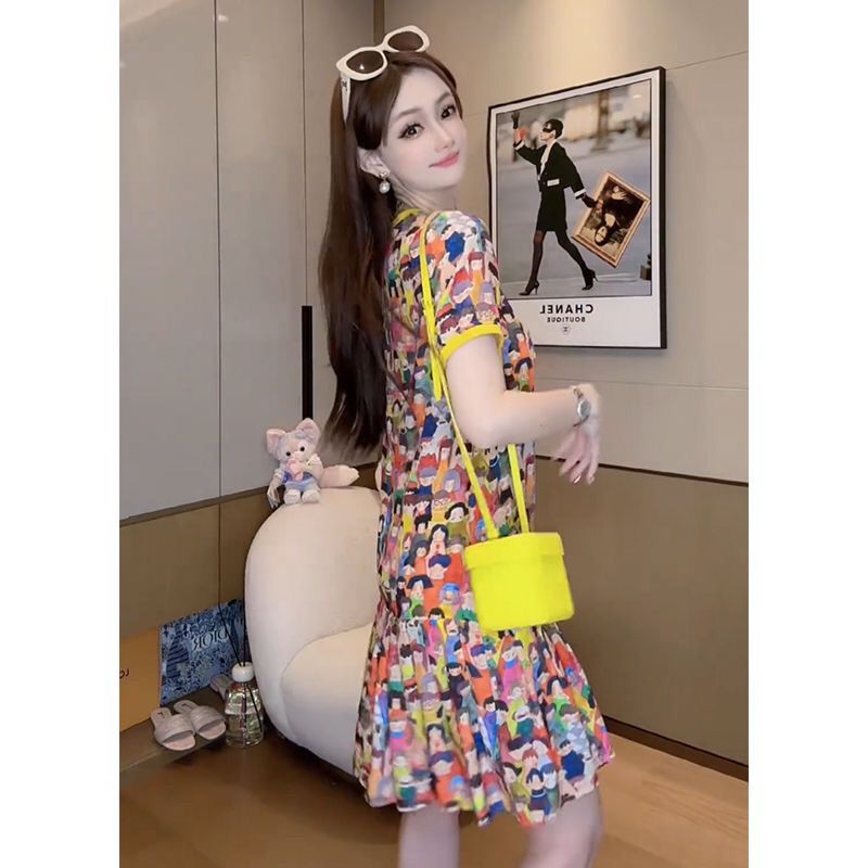 เดรสแฟชั่นคอกลมพิมพ์ลายการ์ตูน - Summer Clothing Young Women บทวิจารณ์และราคา
