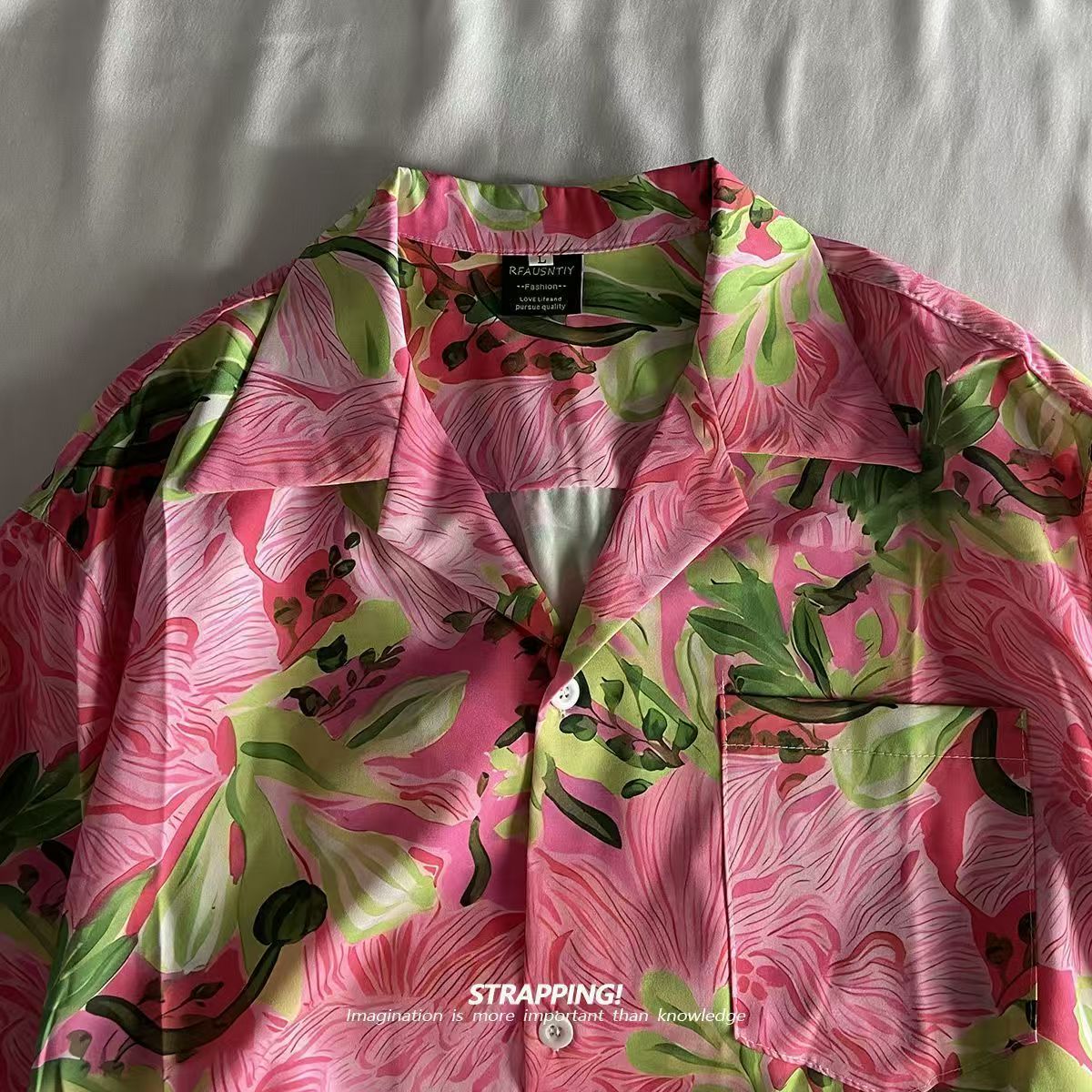 สีชมพู Graffiti ดอกไม้ Cuban C - Summer Clothing Men 2025 บทวิจารณ์และราคา
