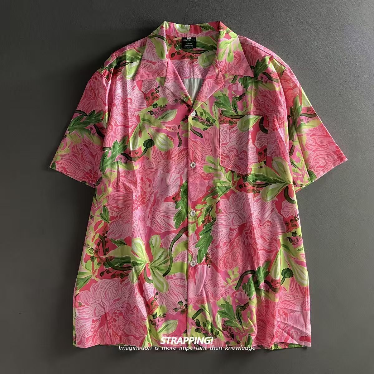 สีชมพู Graffiti ดอกไม้ Cuban C - Summer Clothing Men 2025 บทวิจารณ์และราคา