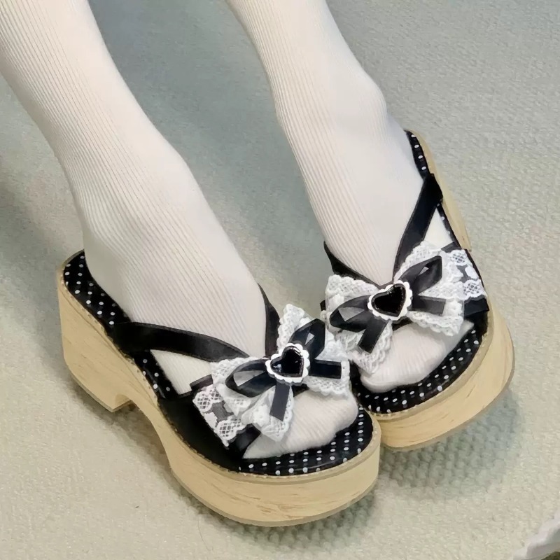 รองเท้าแตะพื้นหนาลายไม้ Sweet  - Summer Clothing Sale Women บทวิจารณ์และราคา