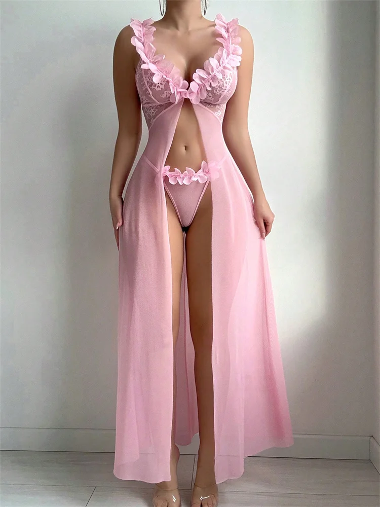 ชุดนอนเซ็กซี่ลายดอกไม้สีชมพูสำ - Summer Clothing Sale Women บทวิจารณ์และราคา