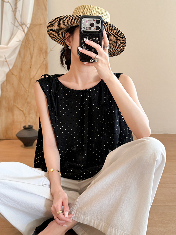 เสื้อกั๊กคอกลมลายจุดทรงหลวมสำห - Summer Clothing Wear บทวิจารณ์และราคา