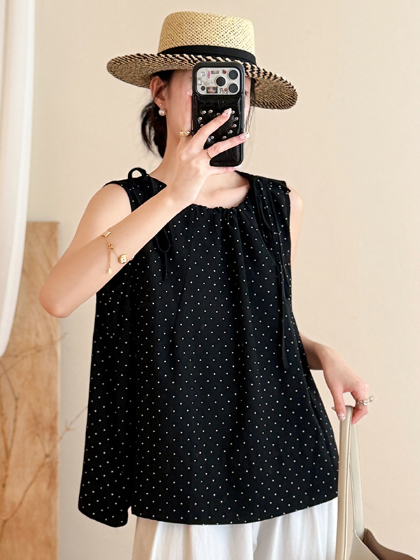 เสื้อกั๊กคอกลมลายจุดทรงหลวมสำห - Summer Clothing Wear บทวิจารณ์และราคา