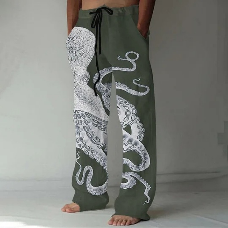 กางเกงลำลองพิมพ์ลายกราฟิกปลาหม - Summer Clothing Men 2025 บทวิจารณ์และราคา