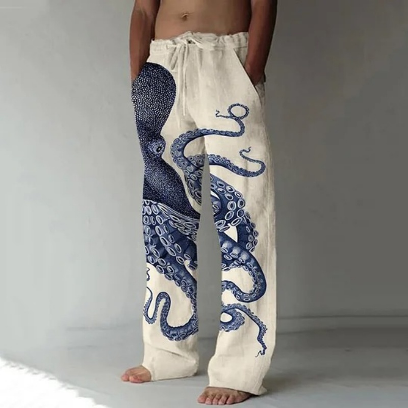 กางเกงลำลองพิมพ์ลายกราฟิกปลาหม - Summer Clothing Men 2025 บทวิจารณ์และราคา