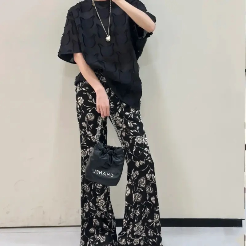 กางเกงขาบานพิมพ์ลายดอกไม้สไตล์ - Vintage Summer Clothing Brand บทวิจารณ์และราคา